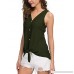 Womens Button Down V Neck Tank Tops Tie Knot Shirts Top Loose Casual Tunic Blouse Dark Green B07PLVYX8G